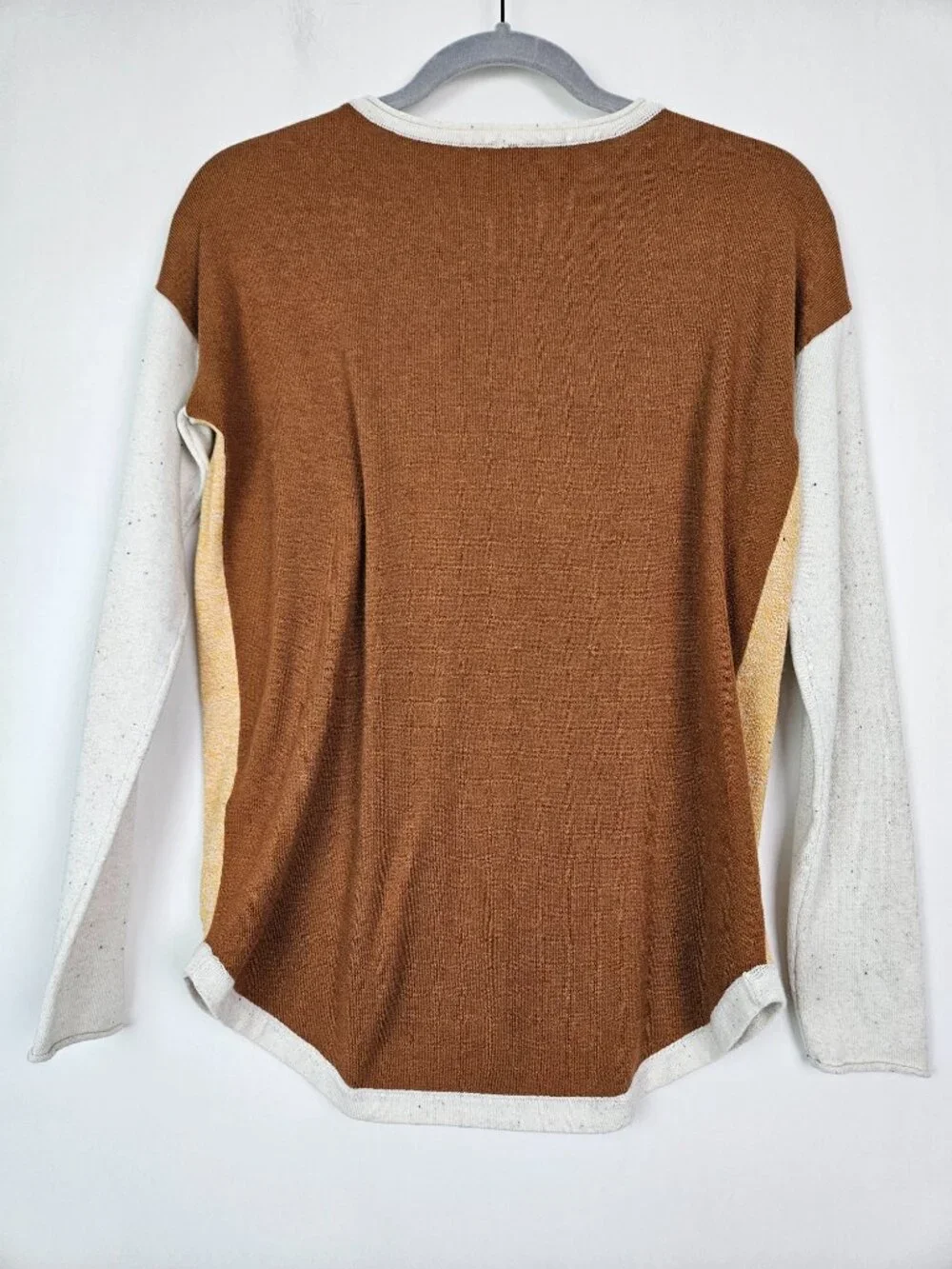 Smartwool Shadow Pine Colorblock Sweater in Honey Gold/Natural Donegal Marl S